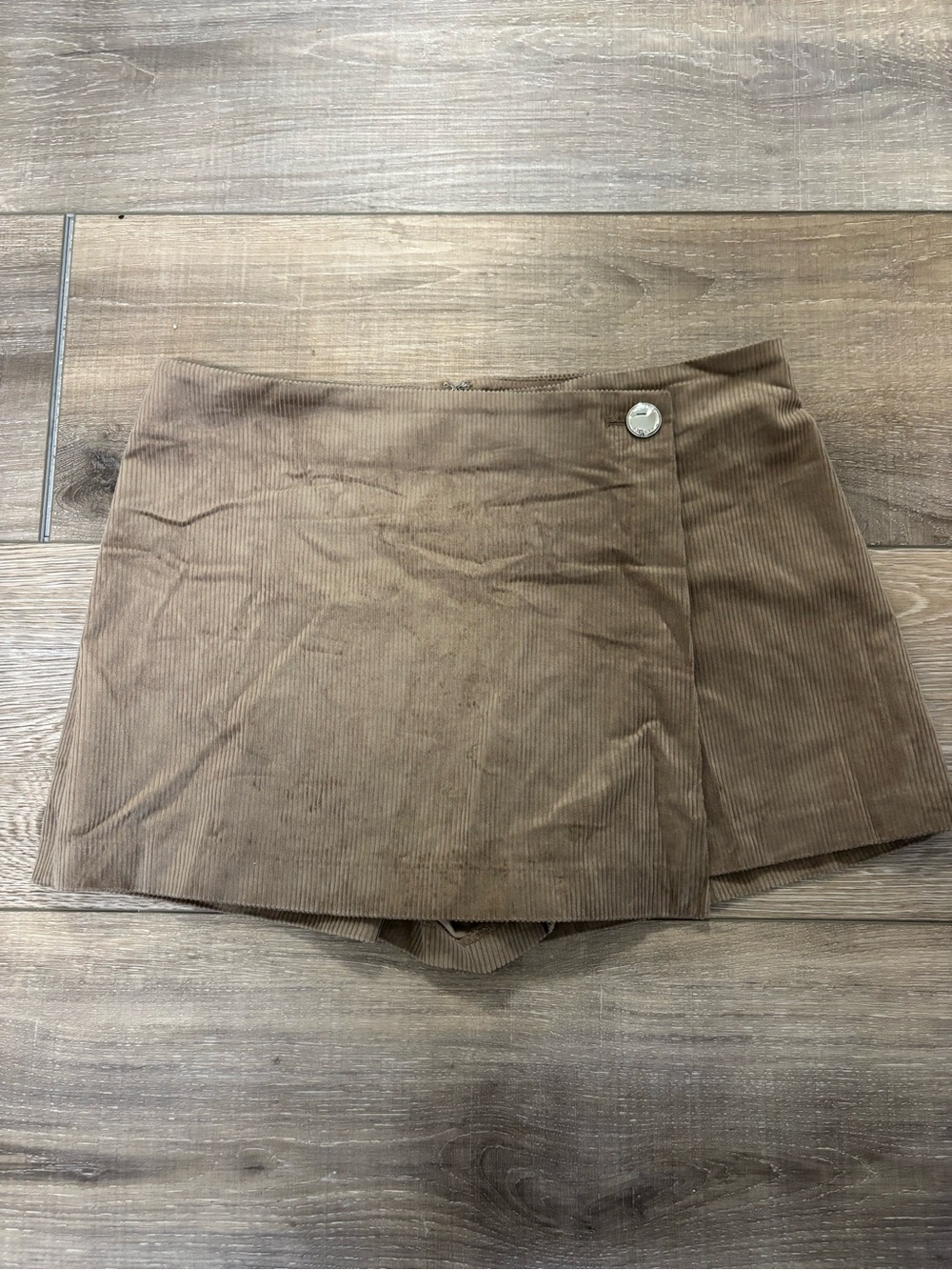 H&M Brown Corduroy Skort with Silver Button